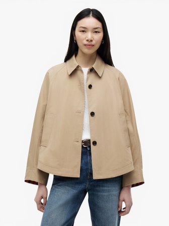 COTTON SHORT JACKET Kadın Bej Mont - WW0WW49844