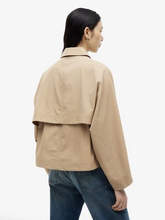 COTTON SHORT JACKET Kadın Bej Mont - WW0WW49844