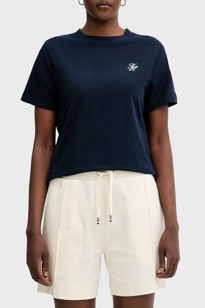 Tommy Hilfiger Logolu Regular Fit Bisiklet Yaka T Shirt Kadın T SHİRT WW0WW49941 C1G LACİVERT