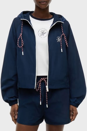 Tommy Hilfiger Su Geçirmez Kapüşonlu Yaka Mont Kadın MONT WW0WW49852 C1G LACİVERT