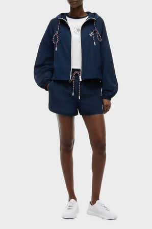 Tommy Hilfiger Su Geçirmez Kapüşonlu Yaka Mont Kadın MONT WW0WW49852 C1G LACİVERT