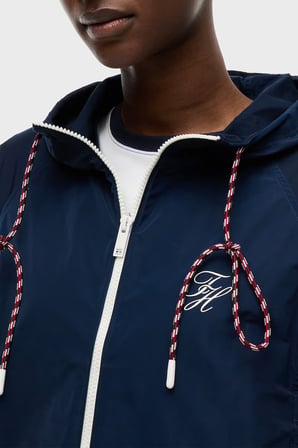 Tommy Hilfiger Su Geçirmez Kapüşonlu Yaka Mont Kadın MONT WW0WW49852 C1G LACİVERT