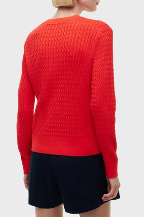 Tommy Hilfiger % 100 Pamuk Regular Fit Bisiklet Yaka Örgü Kazak Kadın KAZAK WW0WW44993 XNF KIRMIZI