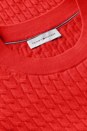 Tommy Hilfiger % 100 Pamuk Regular Fit Bisiklet Yaka Örgü Kazak Kadın KAZAK WW0WW44993 XNF KIRMIZI