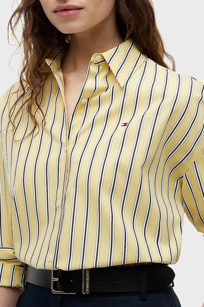Tommy Hilfiger Poplin Çizgili Boxy Gömlek Kadın GÖMLEK WW0WW49940 0FR SARI