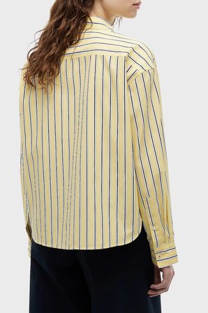 Tommy Hilfiger Poplin Çizgili Boxy Gömlek Kadın GÖMLEK WW0WW49940 0FR SARI