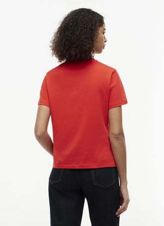Tommy Hilfiger Kırmızı Kadın Bisiklet Yaka Baskılı T-Shirt WW0WW40276XNF