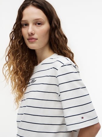 CLASSIC SCRIPT TRAPEZE TEE Kadın Mavi T-Shirt - WW0WW50948