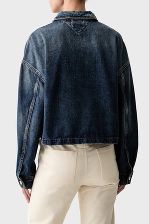 Tommy Hilfiger Pamuklu Klasik Yaka Düğmeli Kot Ceket Kadın KOT CEKET WW0WW50962 1A9 MAVİ