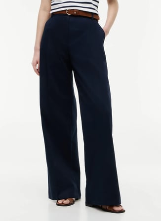 Tommy Hilfiger Lacivert Kadın Bol Paça Pantolon WW0WW50135C1G