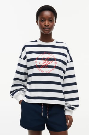 TH ROUNDAL C-NK RLX LONGSLEEVE Kadın Beyaz T-Shirt - WW0WW50969
