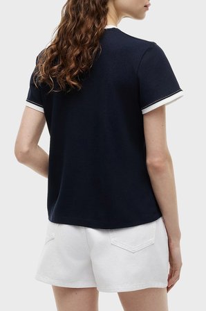 Tommy Hilfiger Regular Fit Bisiklet Yaka T Shirt Kadın T SHİRT WW0WW50032 C1G LACİVERT