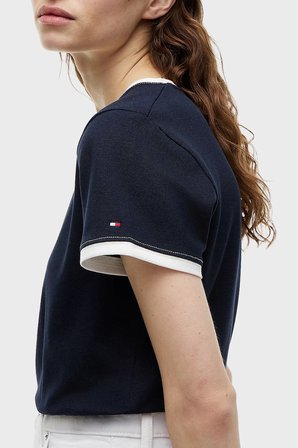 Tommy Hilfiger Regular Fit Bisiklet Yaka T Shirt Kadın T SHİRT WW0WW50032 C1G LACİVERT