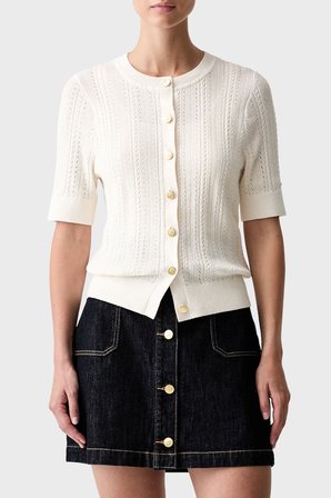 Tommy Hilfiger Pamuklu Kısa Kollu Kazak Kadın KAZAK WW0WW50070 Z00 AÇIK BEJ