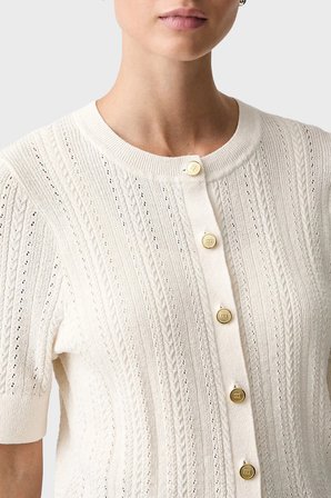 Tommy Hilfiger Pamuklu Kısa Kollu Kazak Kadın KAZAK WW0WW50070 Z00 AÇIK BEJ