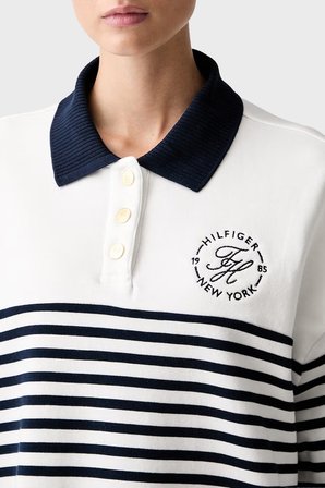 Tommy Hilfiger %100 Pamuk Logolu Relaxed Fit Sweat Kadın SWEAT WW0WW50036 0FG BEYAZ-LACİVERT