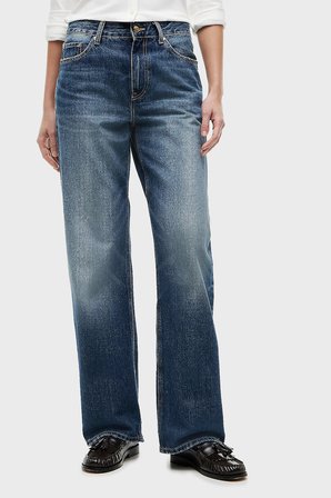 Tommy Hilfiger Pamuklu Loose Fit Düz Paça Jeans Kadın KOT PANTOLON WW0WW50963 1A9 MAVİ