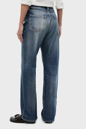 Tommy Hilfiger Pamuklu Loose Fit Düz Paça Jeans Kadın KOT PANTOLON WW0WW50963 1A9 MAVİ