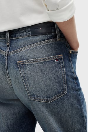 Tommy Hilfiger Pamuklu Loose Fit Düz Paça Jeans Kadın KOT PANTOLON WW0WW50963 1A9 MAVİ