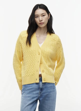 Tommy Hilfiger Sarı Kadın Triko Hırka WW0WW50078ZF0