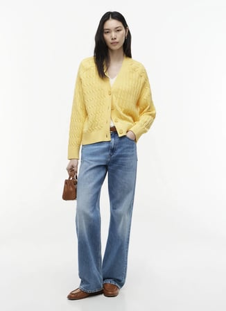 Tommy Hilfiger Sarı Kadın Triko Hırka WW0WW50078ZF0