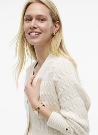 Tommy Hilfiger Ekru Kadın Kazak WW0WW50078Z00
