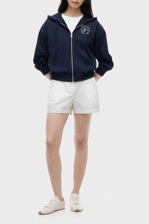 Tommy Hilfiger Pamuklu Regular Fit Kapüşonlu Fermuarlı Logolu Sweat Kadın SWEAT WW0WW50938 C1G LACİVERT