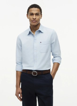 Tommy Hilfiger Mavi Erkek Gömlek MW0MW433160GY_CHAMBRAY SOLID RF SH