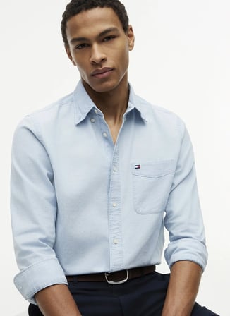 Tommy Hilfiger Mavi Erkek Gömlek MW0MW433160GY_CHAMBRAY SOLID RF SH