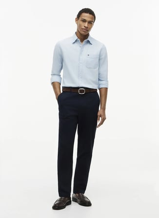 Tommy Hilfiger Mavi Erkek Gömlek MW0MW433160GY_CHAMBRAY SOLID RF SH
