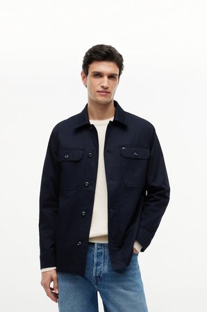 COTTON BLEND SHIRT JACKET Erkek Mavi Mont - MW0MW43471