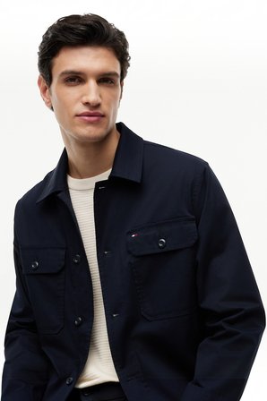 COTTON BLEND SHIRT JACKET Erkek Mavi Mont - MW0MW43471