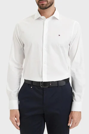 Tommy Hilfiger Pamuklu Slim Fit Uzun Kollu Gömlek Erkek GÖMLEK MW0MW43749 YBR BEYAZ