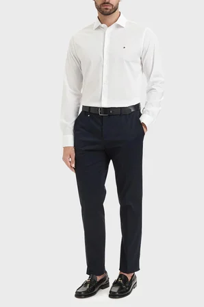 Tommy Hilfiger Pamuklu Slim Fit Uzun Kollu Gömlek Erkek GÖMLEK MW0MW43749 YBR BEYAZ