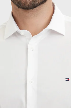 Tommy Hilfiger Pamuklu Slim Fit Uzun Kollu Gömlek Erkek GÖMLEK MW0MW43749 YBR BEYAZ