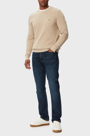 Tommy Hilfiger Pamuklu Slim Fit Düz Paça Jeans Erkek KOT PANTOLON MW0MW43162 1BN LACİVERT