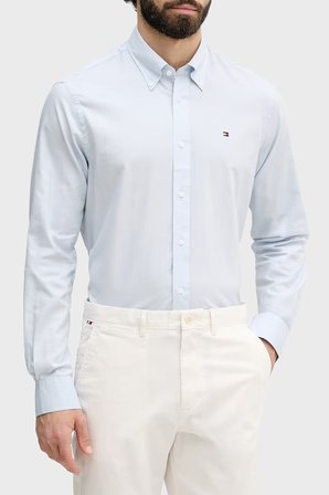 Tommy Hilfiger % 100 Pamuk Regular Fit Düğmeli Yaka Gömlek Erkek GÖMLEK MW0MW42936 C14 MAVİ