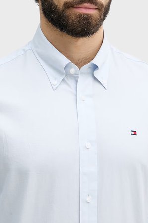Tommy Hilfiger % 100 Pamuk Regular Fit Düğmeli Yaka Gömlek Erkek GÖMLEK MW0MW42936 C14 MAVİ