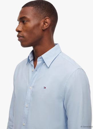 Tommy Hilfiger Mavi Erkek Gömlek MW0MW42936C14_CL OXFORD SOLID SHIR