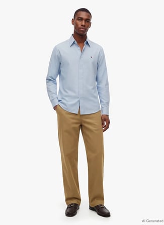 Tommy Hilfiger Mavi Erkek Gömlek MW0MW42936C14_CL OXFORD SOLID SHIR