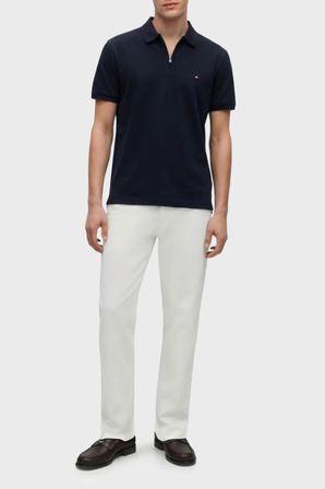 Tommy Hilfiger Pamuk Karışımlı Regular Fit Yarım Fermuarlı Polo Yaka T Shirt Erkek POLO YAKA T SHİRT MW0MW43282 DW5 LACİVERT