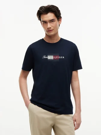 SCRIPT FLAG REGULAR TEE Erkek Mavi T-Shirt - MW0MW43226