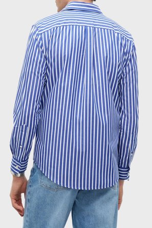 Tommy Hilfiger Çizgili Pamuklu Regular Fit Uzun Kollu Gömlek Erkek GÖMLEK MW0MW43315 0A5 MAVİ-BEYAZ