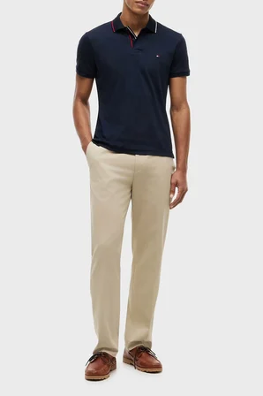 Tommy Hilfiger Pamuklu Slim Fit Düğmeli Polo Yaka T Shirt Erkek POLO YAKA T SHİRT MW0MW43263 DW5 LACİVERT
