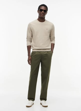 Tommy Hilfiger Bej Erkek Bisiklet Yaka Kazak MW0MW36347ADK_ESSENTIAL STRUCTURE
