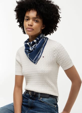 Tommy Hilfiger Mavi Kadın Desenli Şal AW0AW18683DY4