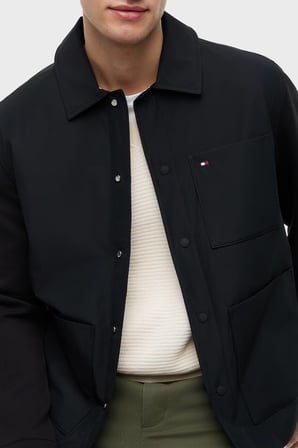 Tommy Hilfiger Pamuklu Klasik Yaka Çıtçıtlı Ceket Erkek CEKET MW0MW43215 BDS SİYAH