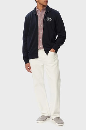 Tommy Hilfiger Logolu  % 100 Pamuk Dik Yaka Fermuarlı Sweat Erkek SWEAT MW0MW43219 DW5 LACİVERT