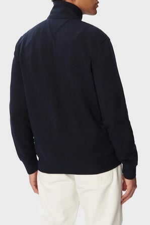 Tommy Hilfiger Logolu  % 100 Pamuk Dik Yaka Fermuarlı Sweat Erkek SWEAT MW0MW43219 DW5 LACİVERT
