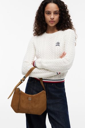 TJW SLOUCHY SUEDE SHOULDER BAG Kadın Kahverengi Çanta - AW0AW18859